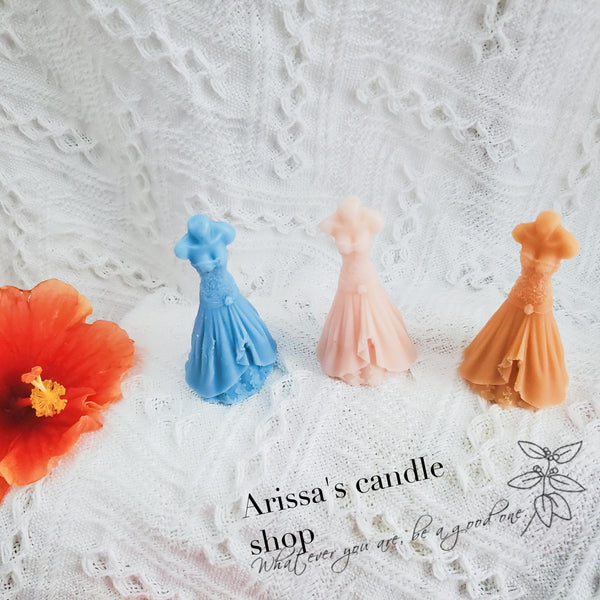 Wedding dress pillar wax candle