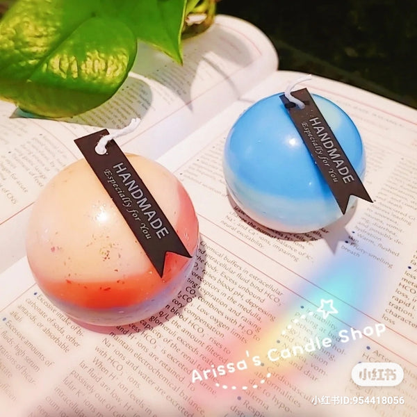 Handmade Rainbow-Colored sphere candle